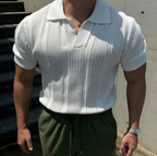 Mesh Knit Short-Sleeve Polo Tee