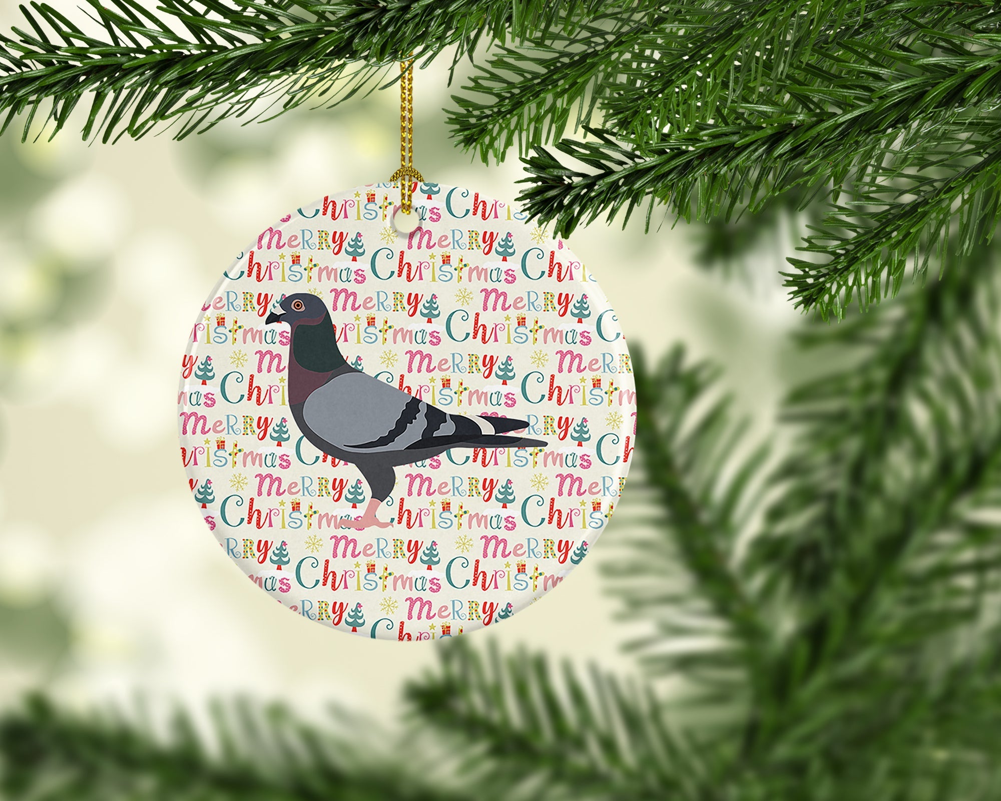 Racing Pigeon Christmas Ceramic Ornament