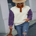 Ladies Plush Round Neck Long Sleeve Pullover Sweater