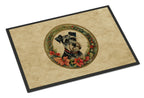 Schnauzer Christmas Flowers Doormat