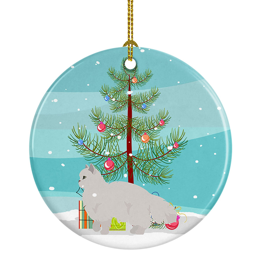 White Persian Traditional Cat Christmas Ceramic Ornament