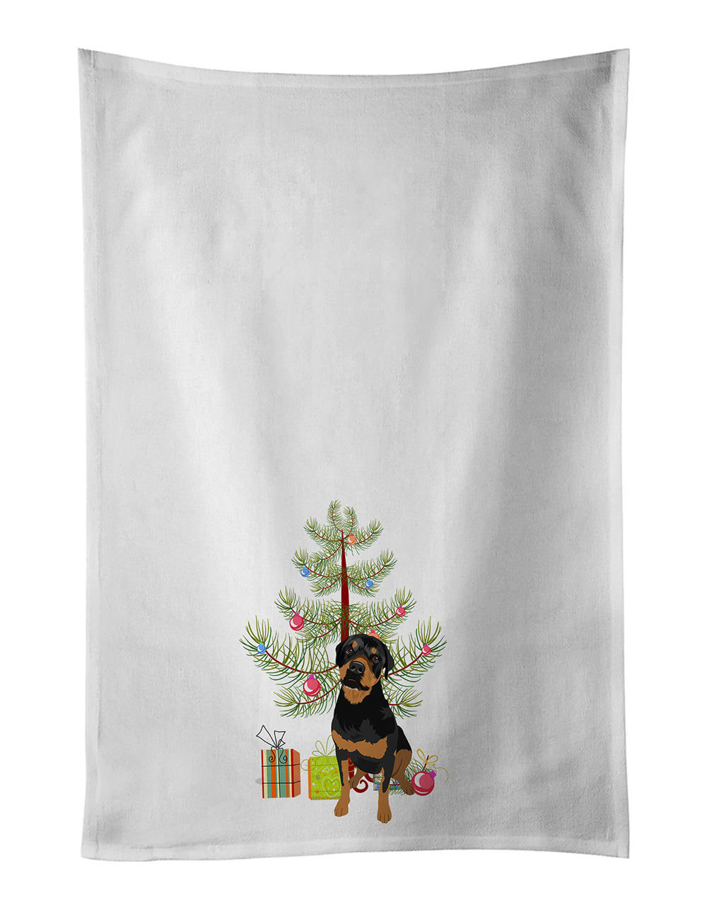 Rottweiler Black and Rust Christmas Kitchen Towel Set of 2