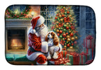 Cavalier Spaniel and Santa Claus Dish Drying Mat