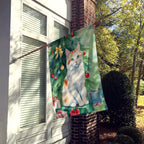 Turkish Van Cat By the Christmas Tree House Flag
