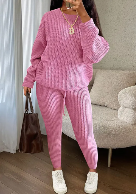 Fashionable Knitted Wool Trousers Suit
