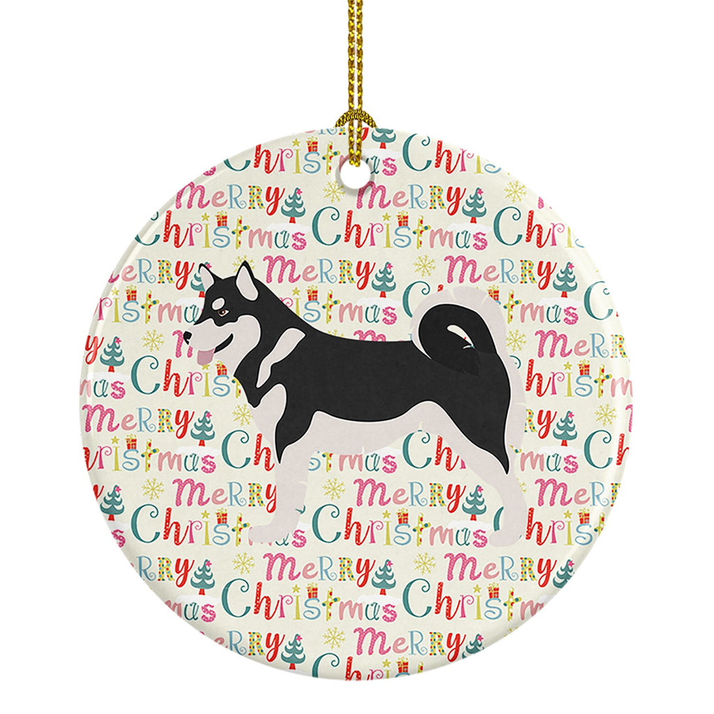 Alaskan Malamute Merry Christmas Ceramic Ornament