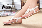 Floral Beaded Thong Flat Sandals for Women