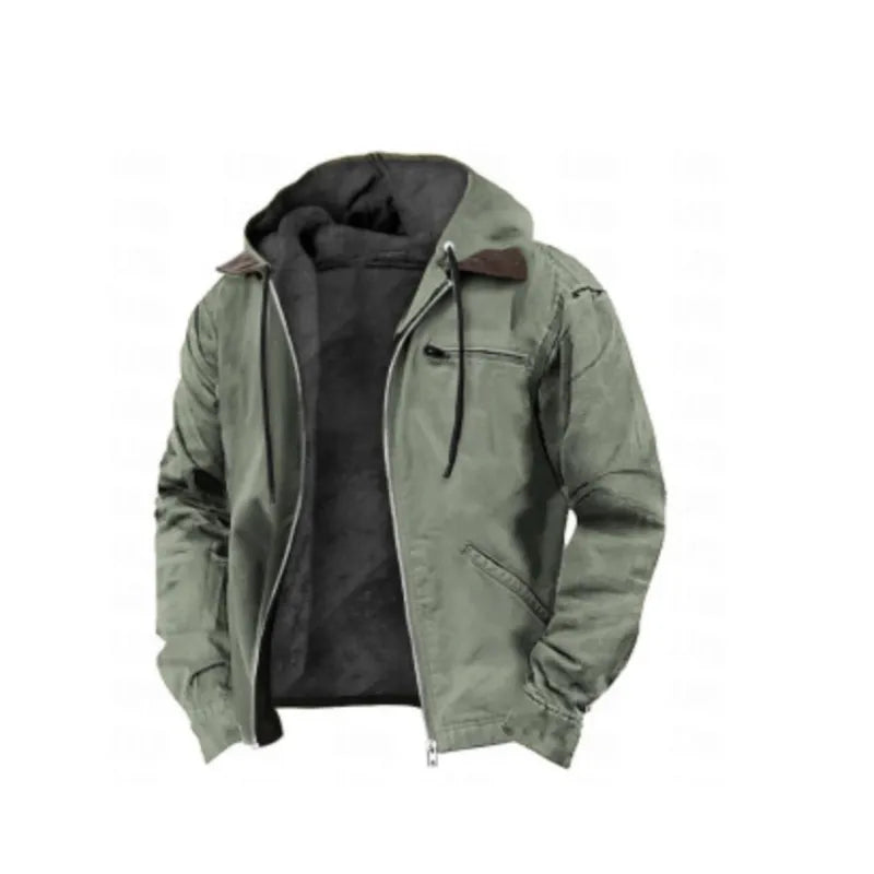 Hooded Sweater with Cotton-Padded Brown Lining