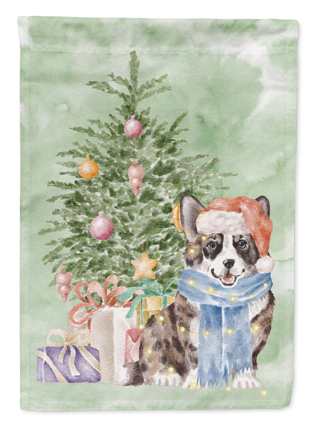 Corgi Cardigan Christmas Presents and Tree Garden Flag