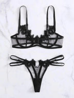 Lace Floral Underwire Lingerie Set for Women