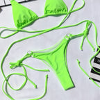 Women's Colorful Two-Piece Swimwear with Halter Top