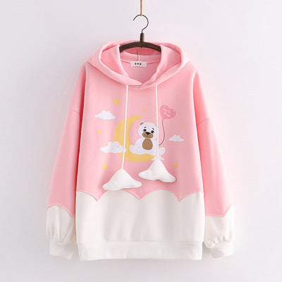 Cartoon Love Bear Print Colorful Hoodie | Streetwear