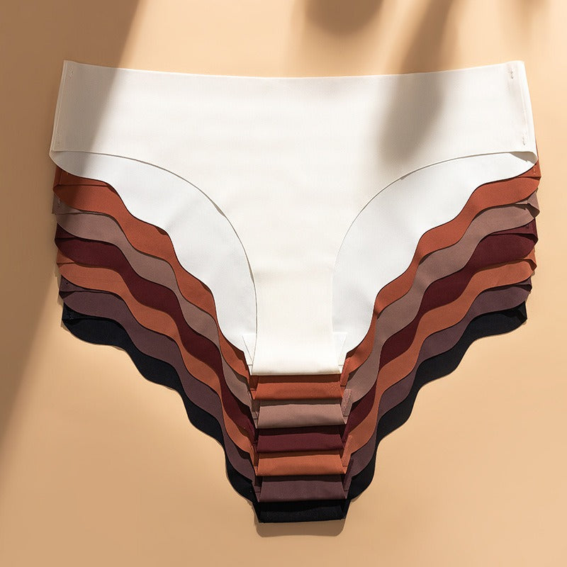 Seamless Ice Silk Ruffled Low Waist Panties