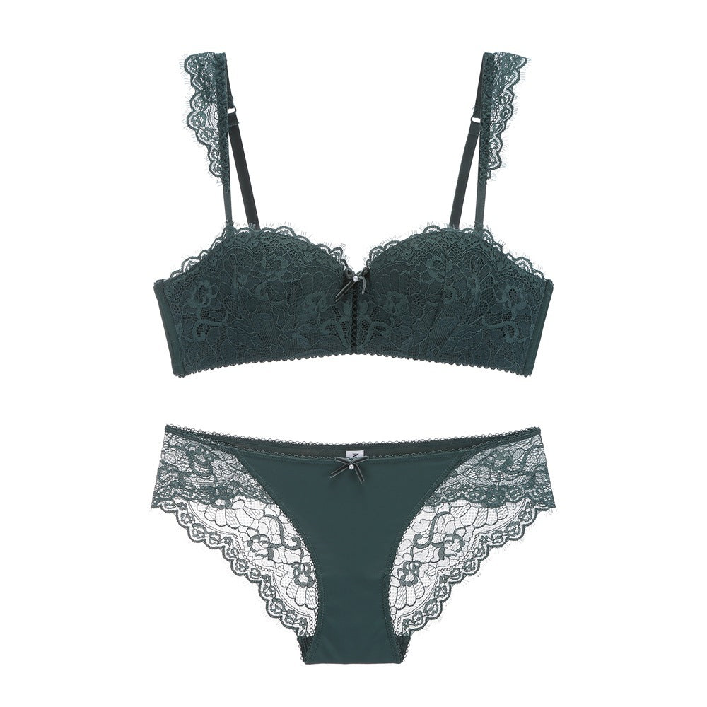 Lace Push-Up Bra Set with Detachable Straps