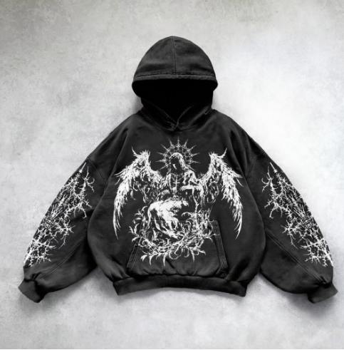 gothic print washable hoodie Man New | Streetwear