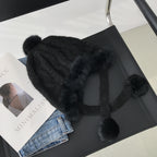 Gentle Fleece Rabbit Fur Lei Feng Hat | Embroidered Cap