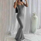 Slim Peach Fishtail Sleeveless Dress for Women