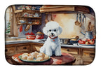 Bichon Frise Christmas Cookies Dish Drying Mat