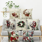 Christmas Bar Decor Linen Pillow Cover for New Year
