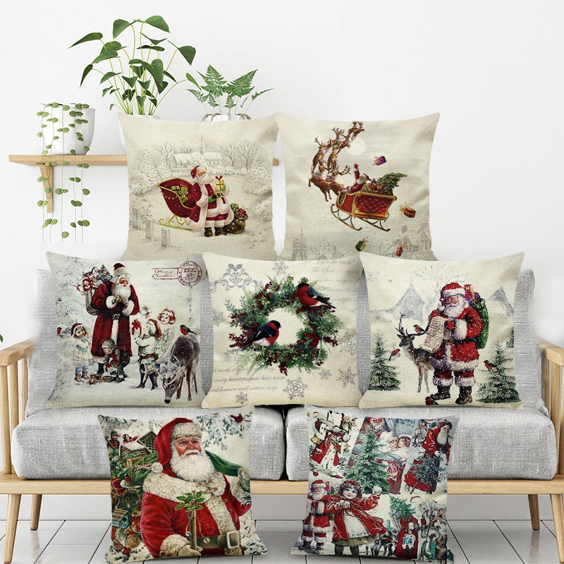 Christmas Bar Decor Linen Pillow Cover for New Year