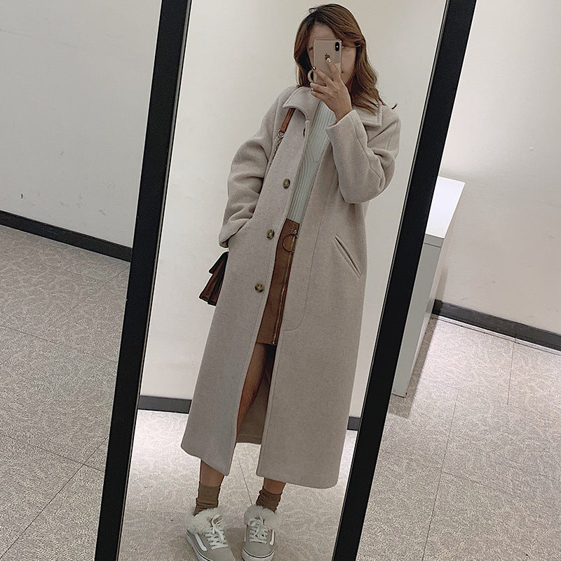 Trendy Women's Coat in Popular Thin Woolen Fabric