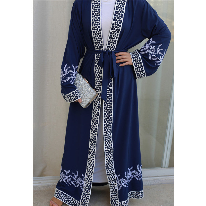 Lace Embroidered Cardigan with Stitching Detail
