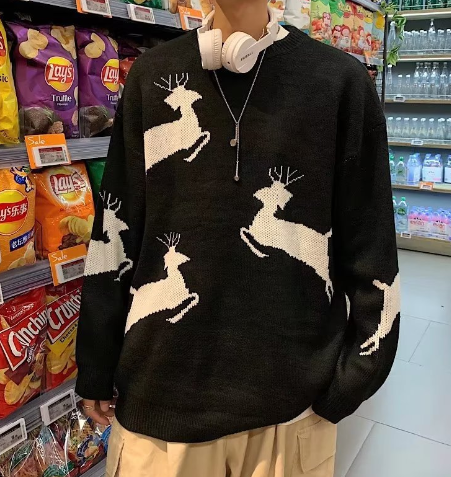 New Jacquard Christmas Loose Knit Sweater