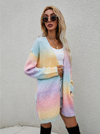 2024 Oversized Rainbow Tie-Dye Cardigan for Women