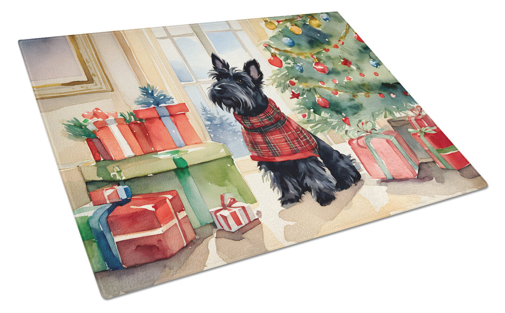 Scottish Terrier Cozy Christmas Glass Cutting Board