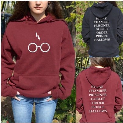 Cartoon Eyes Pattern Hooded Long-sleeved Sweater