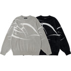 Loose Jacquard Round Neck Sweater for Men