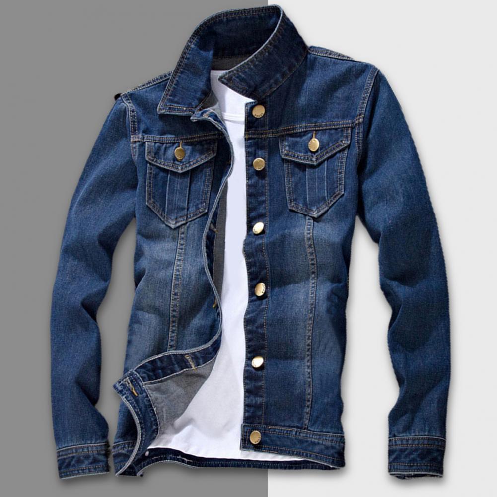 Men's Slim Fit Denim Jacket with Long Sleeves