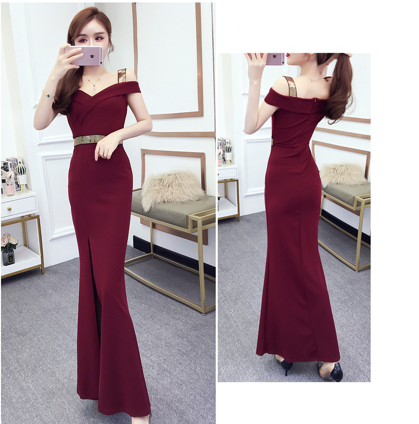 Sexy Spaghetti Strap Dress with Slit Long Gown