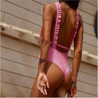 Sexy Solid Color Low-Cut Swimsuit and Bikini