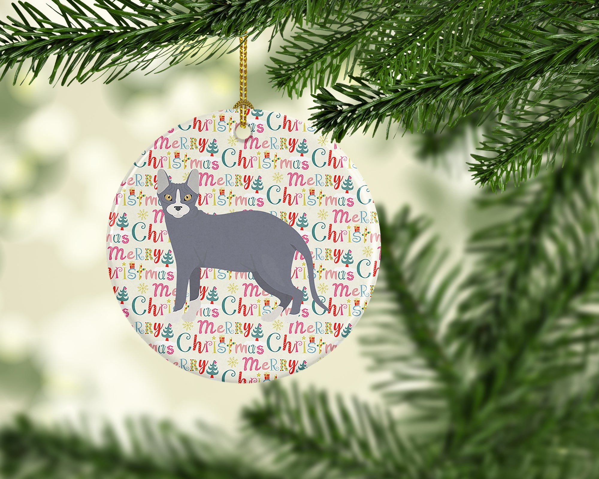 Don Sphynx #2 Cat Christmas Ceramic Ornament