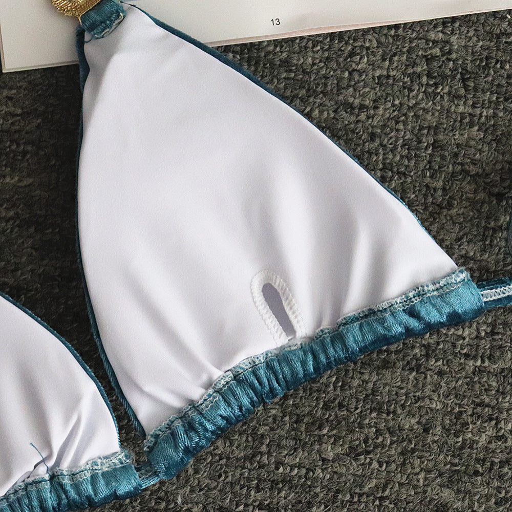 2020 Blue Velvet Women's Bikini with Crystal Accents