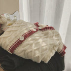 Women's Loose Retro Contrast Color Sweater Coat
