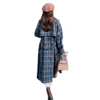 Lightweight French Green Plaid Woolen Coat, Slim Fit