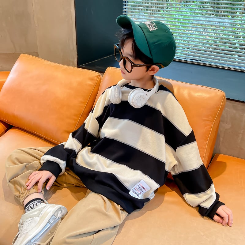 Boys' Casual Sweater with Striped Design