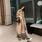 Khaki Double Breasted Loose Coat with Waist Belt