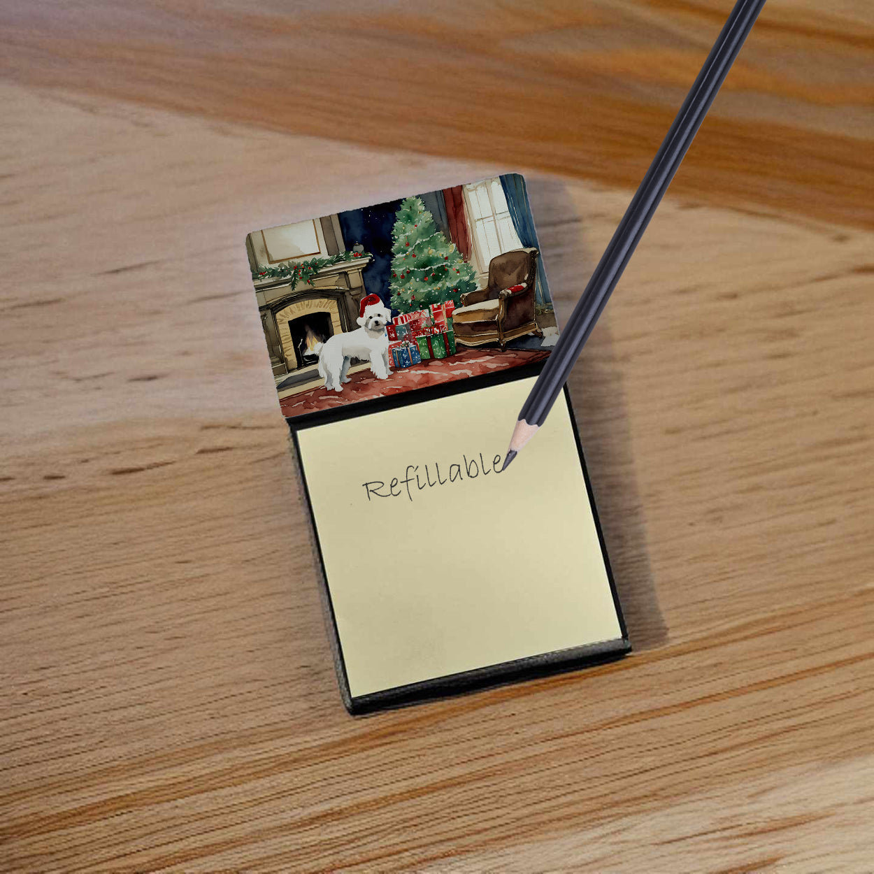 Maltese Cozy Christmas Sticky Note Holder