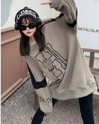 Embroidered Velvet Hooded Sweatshirt for Women | Streetwear
