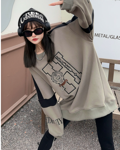 Embroidered Velvet Hooded Sweatshirt for Women | Streetwear