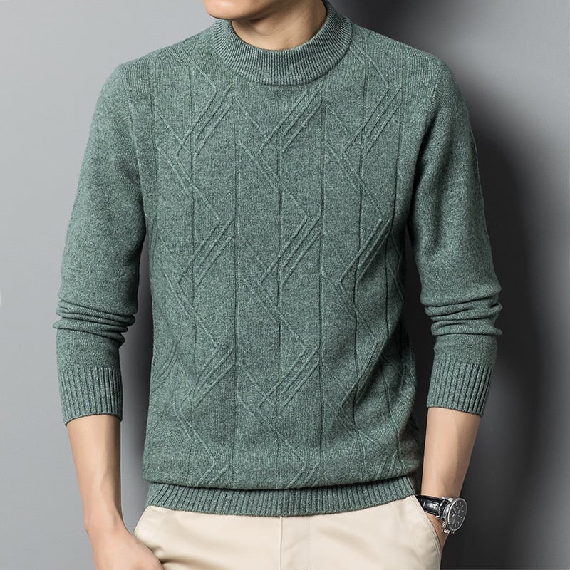 Men's Woolen Sweater with Padded Nine-Stitch Design