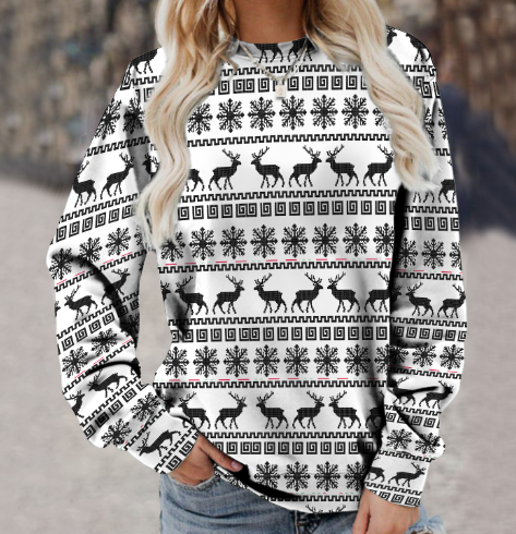 Women's Long Sleeve Printed Fashion Sweater
