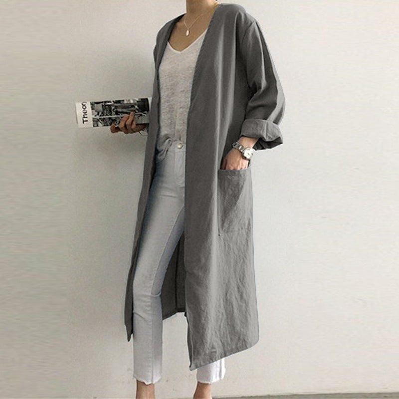 Plus Size Solid Color Loose Cardigan Jacket