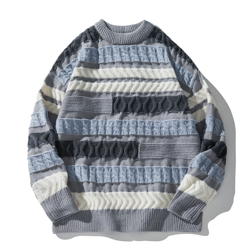 Color Contrast Patchwork Brocade Sweater for Couples