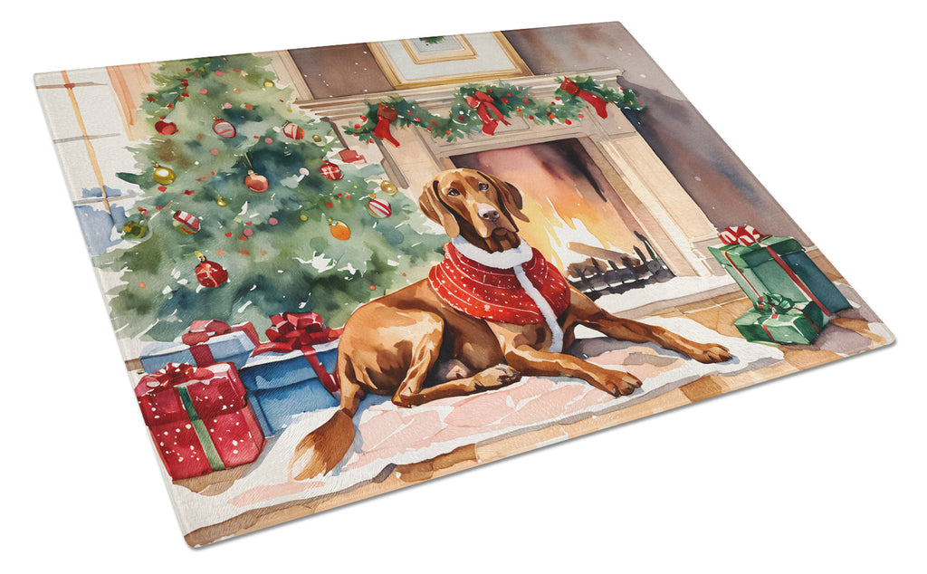 Vizsla Cozy Christmas Glass Cutting Board