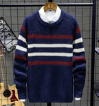 Men's Striped Slim Fit Round Neck Pullover Sweater | Streetwear