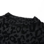 Black Leopard Print Sheer Bodysuit for Women